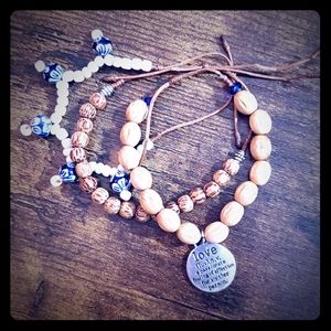 Boho bracelet, surfer, beach, love, natural, blue